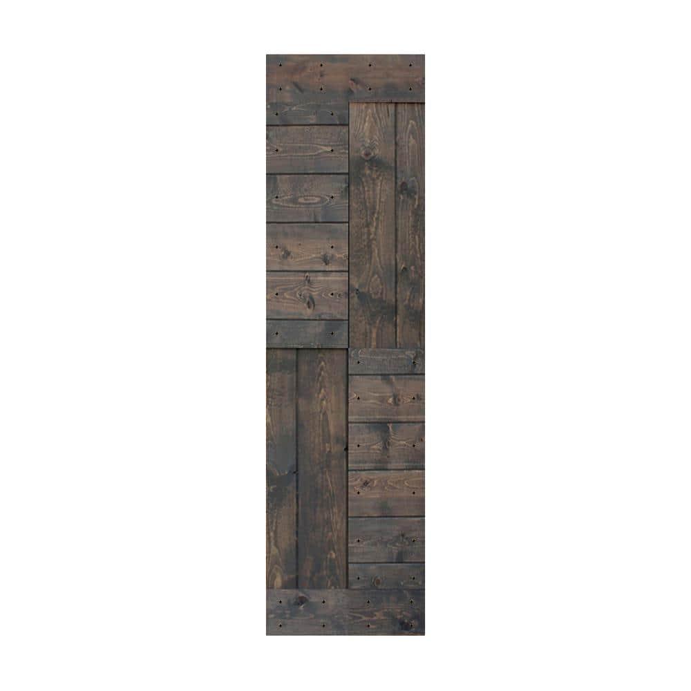 Mr. Wood L Series Paneled Wood Painted Barn Door without Installation Hardware Kit