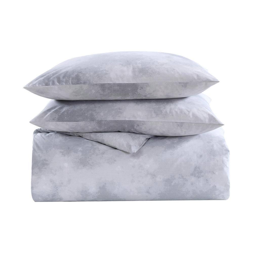 Gray/White Reversible 2 Piece Duvet Cover Set