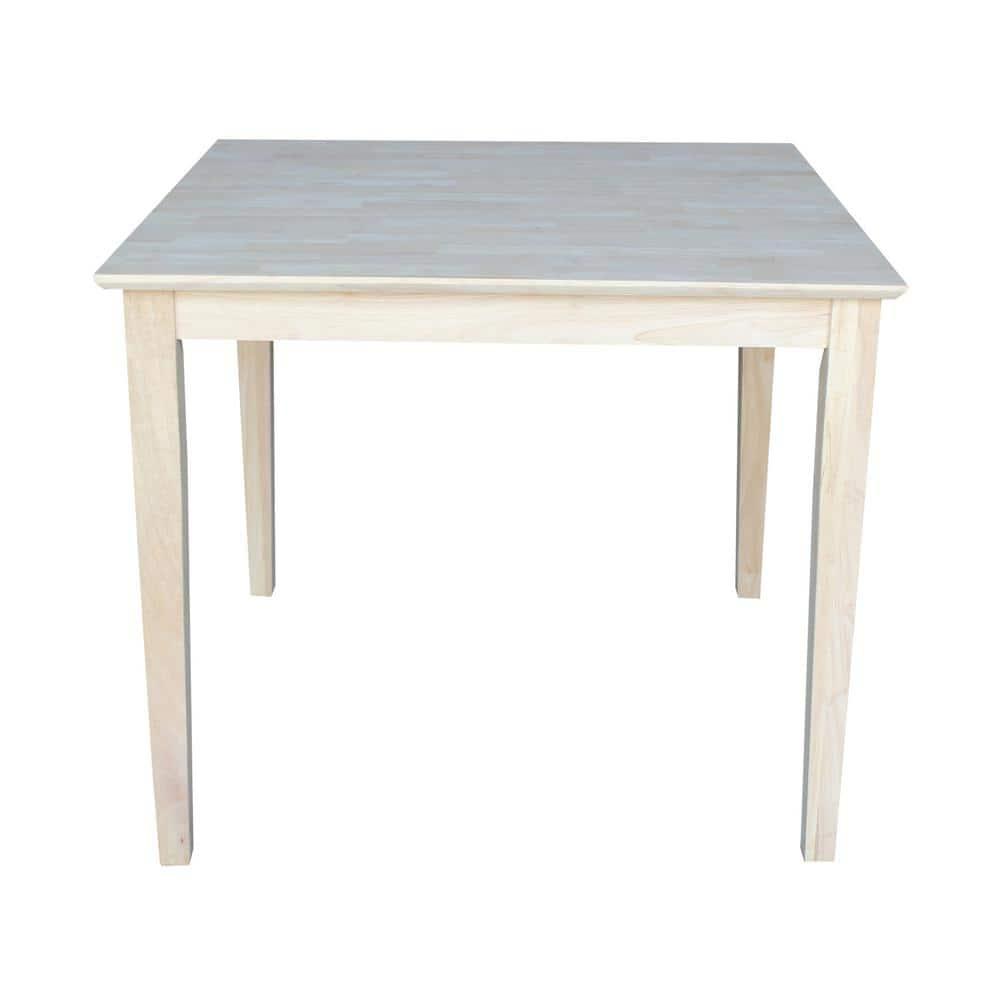 36" Square Solid Wood Dining Table with Shaker Legs Unfinished - International Concepts: Parawood, Seats 4