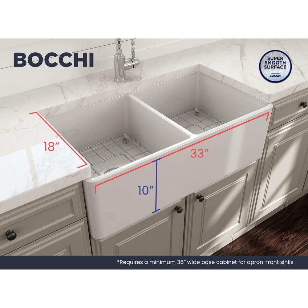 33'' L Farmhouse / Apron Double Bowl Fireclay Kitchen Sink