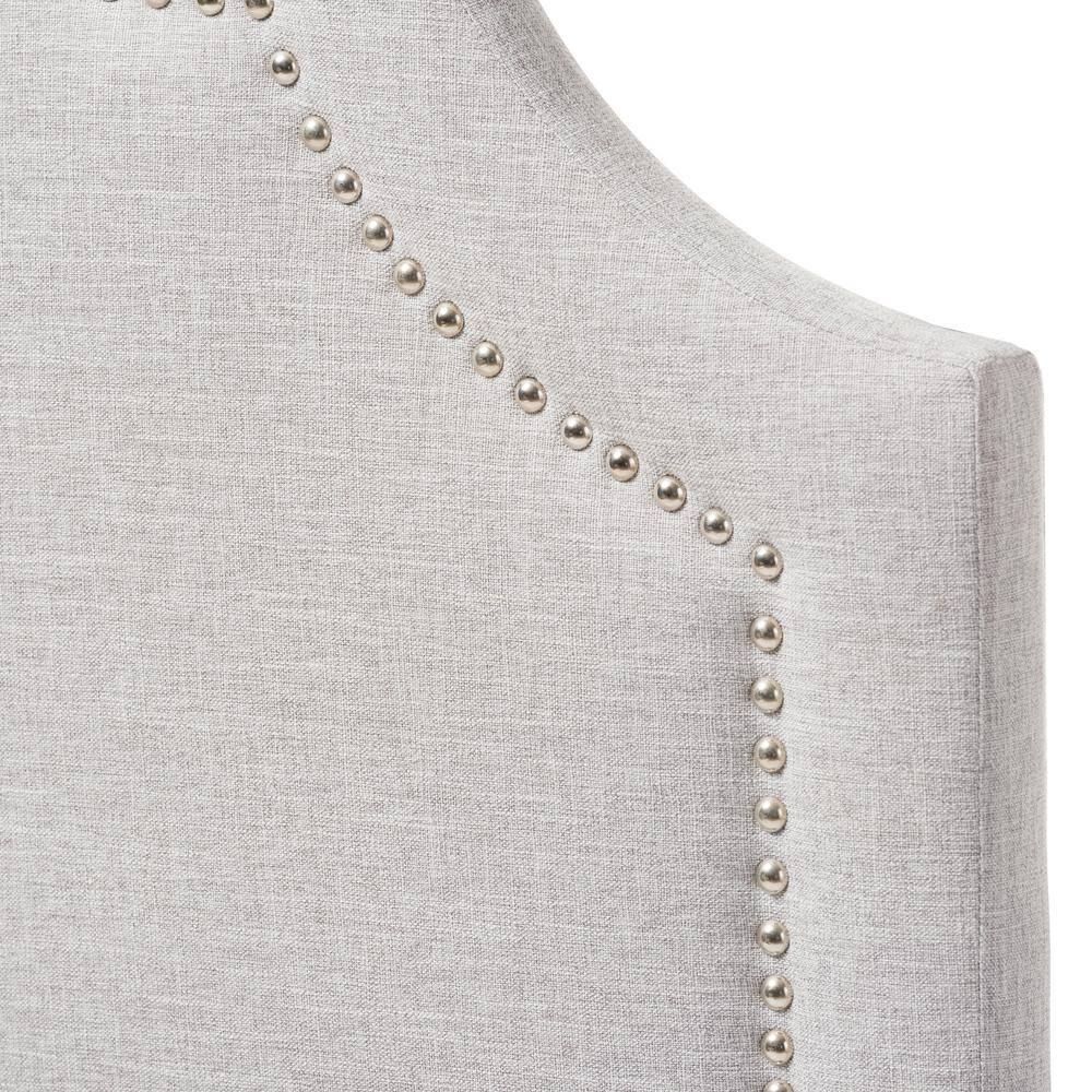Twin Rita Modern And Contemporary Fabric Upholstered Headboard Grayish Beige - Baxton Studio: Silver Nailhead Trim, Rubberwood Frame