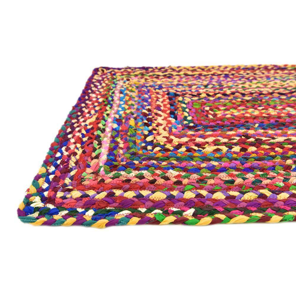 Unique Loom Braided Chindi Collection Area Rug - Layer (2' 7" x 6' 1" Runner Multi/Blue)