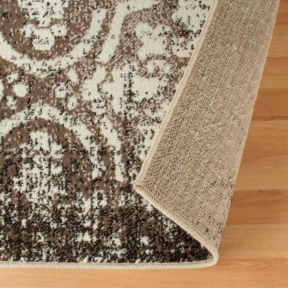 Bristol Abstract Damask Indoor Area Rug by Blue Nile Nills - 8' x 10', Beige-Brown