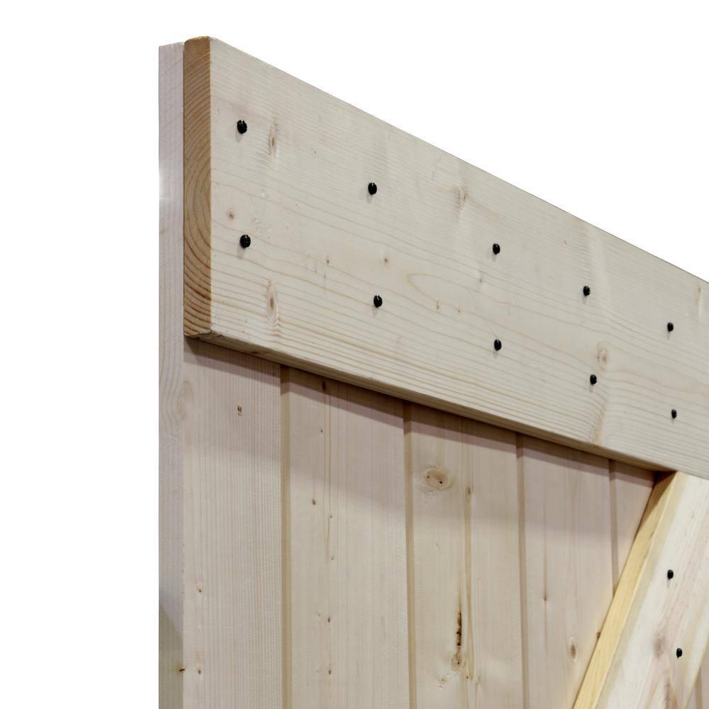 CALHOME 36 in. x 84 in. Unfinished Knotty Pine K Shape Sliding Interior Barn Door Slab