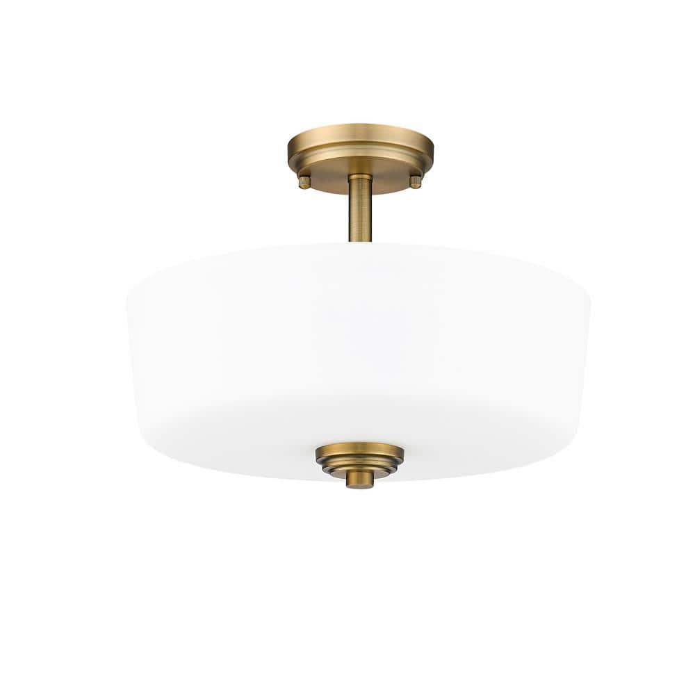 Z-Lite 220SF3-HBR Arlington 15 Inch Flush Mount Ceiling Light, Brass