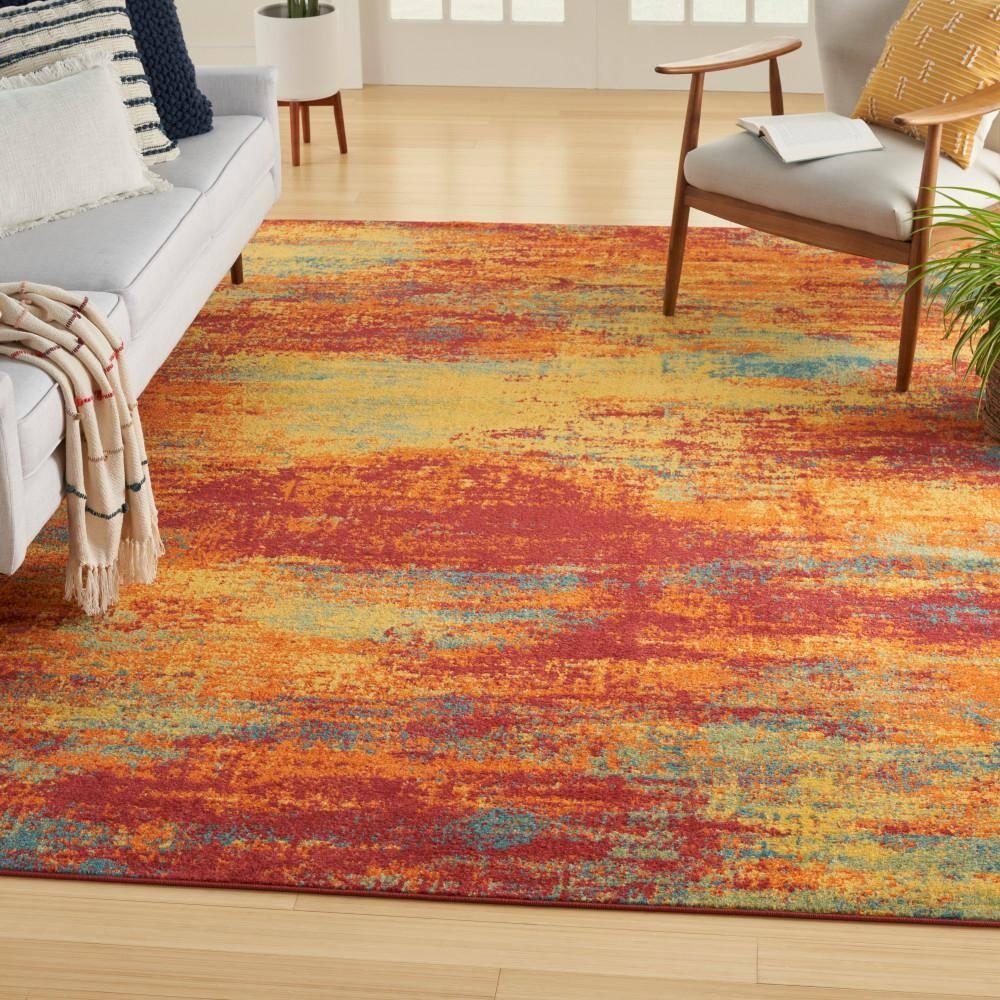 Nourison Essentials Abstract Indoor Outdoor Rug Flame 8' x 10'