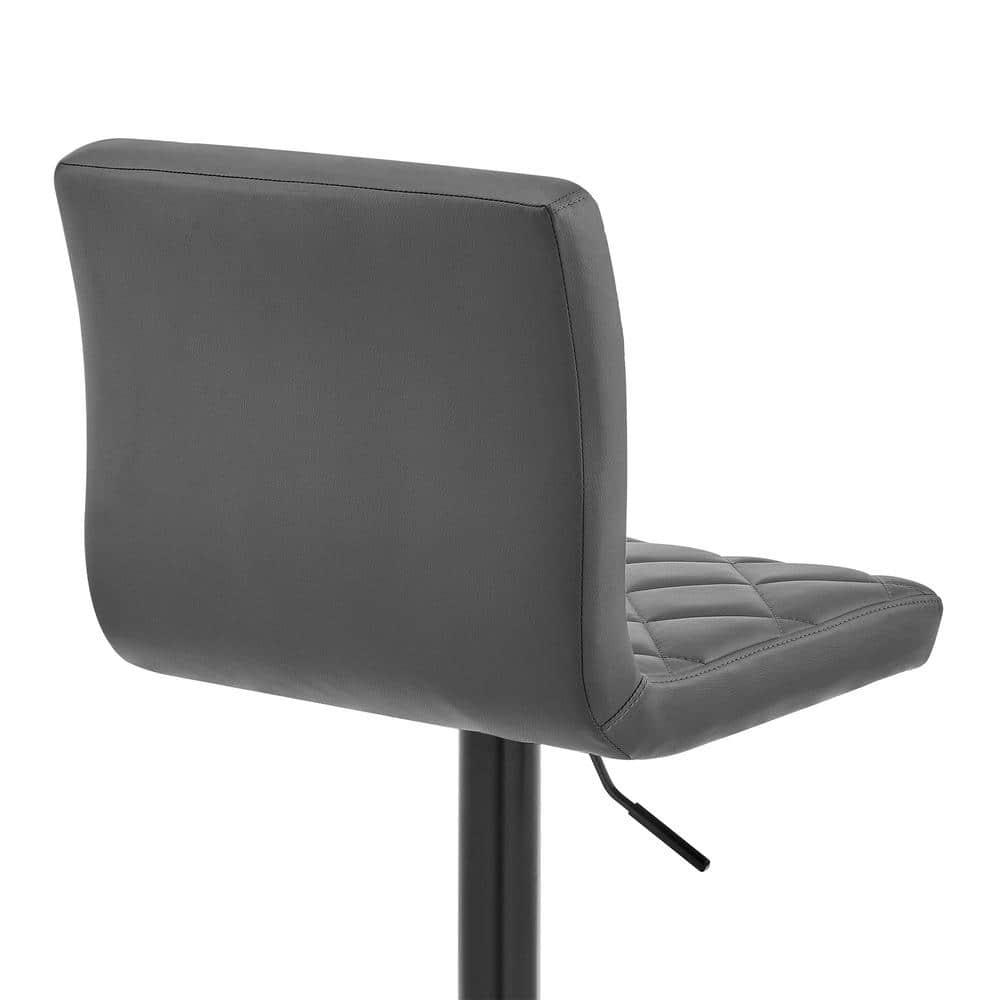 Duval 21'' Adjustable Height Gray Faux Leather Swivel Bar Stool