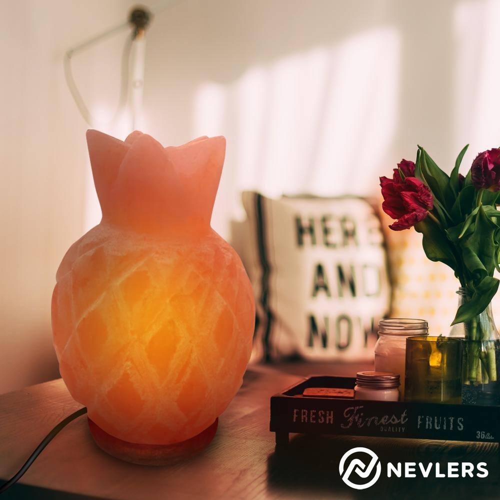Nevlers Natural Himalayan Salt Lamp - Pineapple Shaped - Dimmer Cord - Pink - Traditional