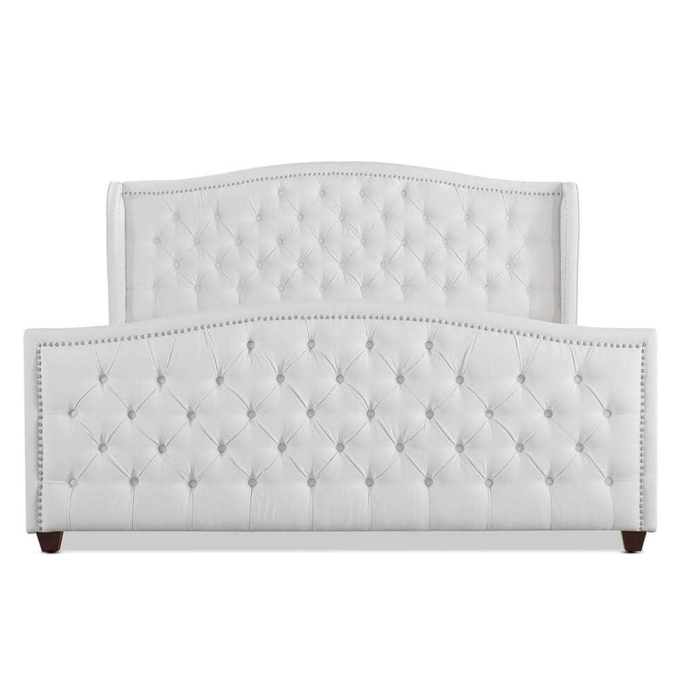 Marcella Tufted Wingback King Bed Bright White