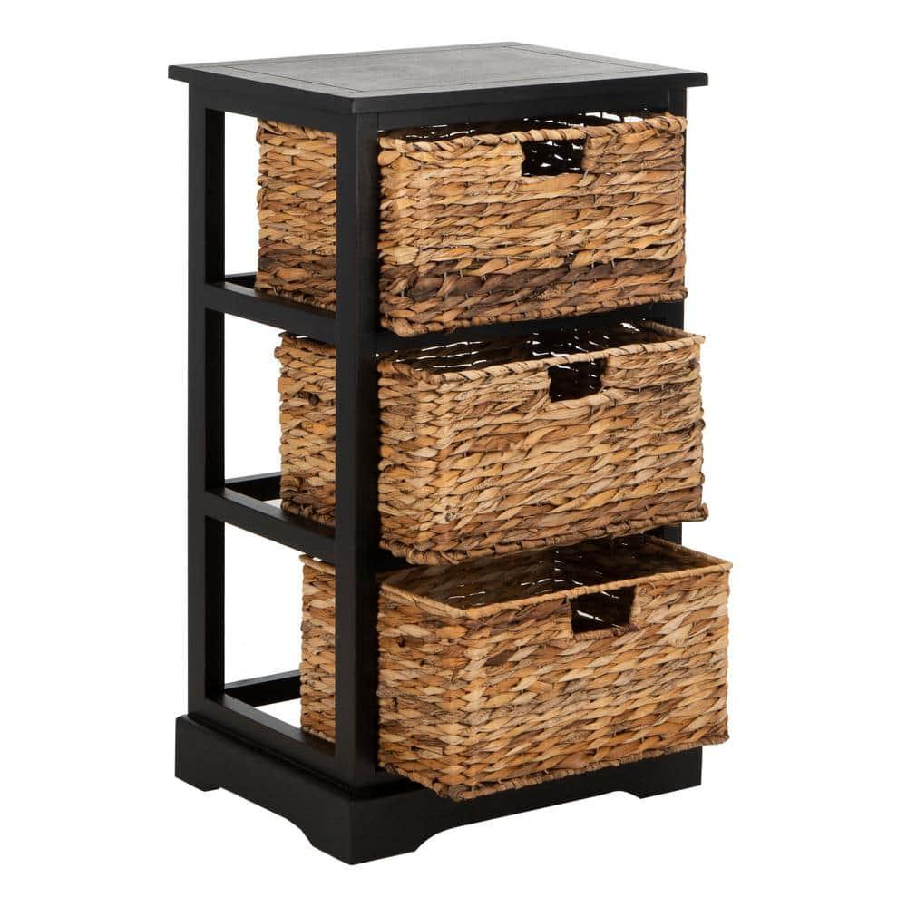 Halle Storage Side Table - AMH5738 - Distressed Black - Safavieh Couture