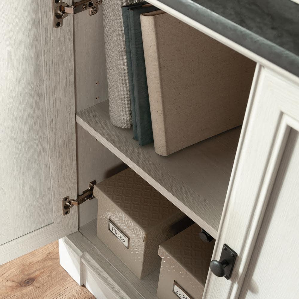 Sauder 71.85"Palladia Library with Doors Glacier Oak: Adjustable, Laminated, 5-Shelf Storage: Metal Hardware, MDF Frame