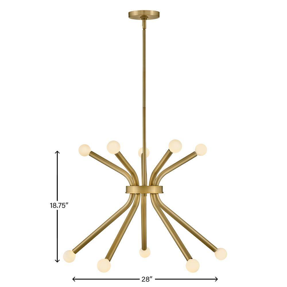 Lark Axton 10 - Light Chandelier in  Lacquered Brass