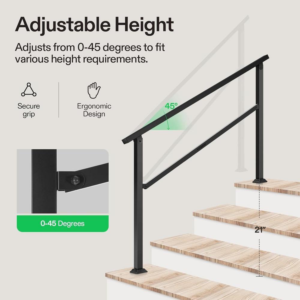 2-Pack 36 in. H x 54 in. W Black Outdoor Wrought Mattle Iron Stair Railing Kit