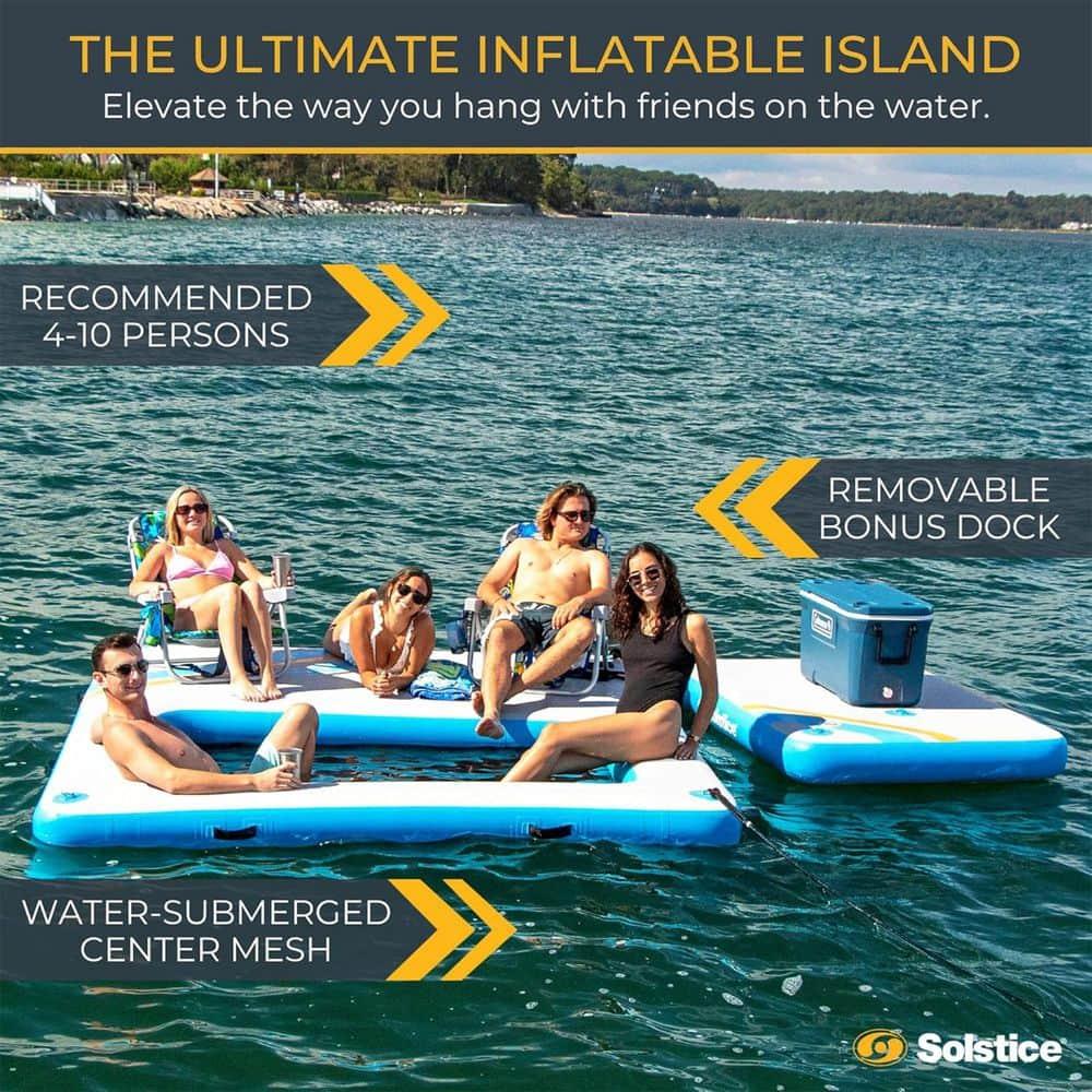 SOLSTICE Original Inflatable Mesh Dock Platform for Lake Boat Pool Ocean for Adults Kids & Pet Dogs Up to 8 People, Water Mat Swim Raft, 10'x8'