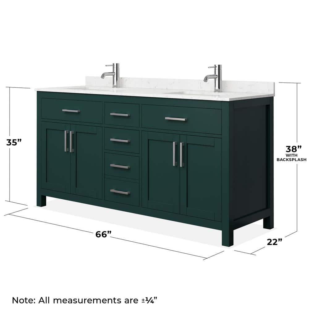 Beckett 66" Freestanding Double Bathroom Vanity with Cultured Marble Top