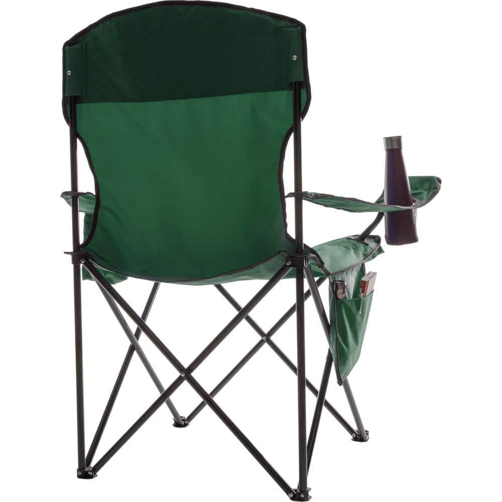 wakeman Wakeman Oversized Camping Chair with Cupholder and Cooler- Folding Chair with 300lb Capacity, Green