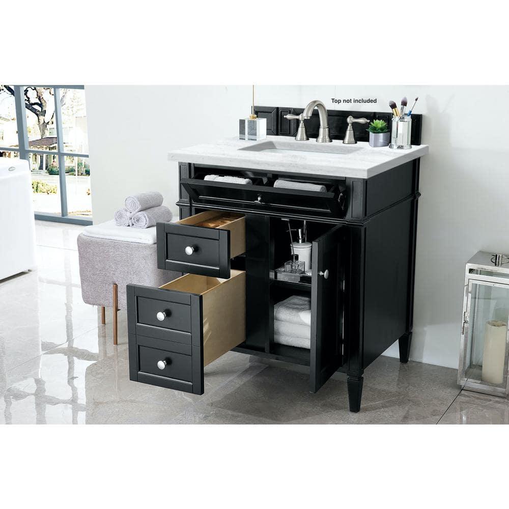 James Martin Vanities Brittany 30-Inches Black Onyx Bathroom Vanity Base Cabinet without Top