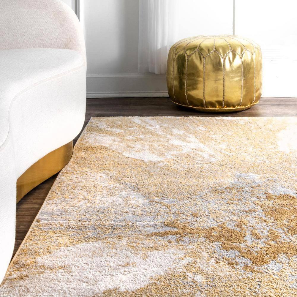 Nuloom Cyn Abstract 5 Square Indoor Area Rug for Living Room Bedroom Dining Room Kitchen, Gold/Ivory