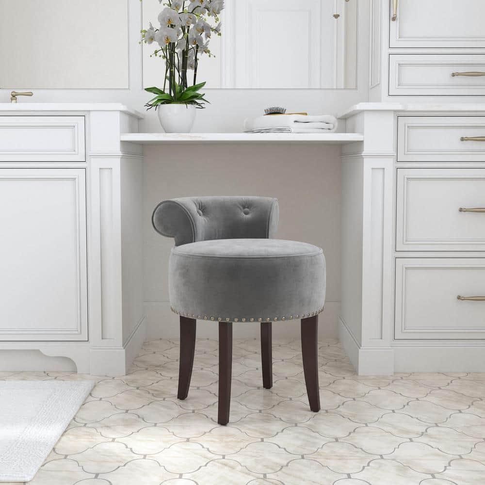 22.5" Lena Wood and Upholstered Vanity Stool Gray - Hillsdale Furniture