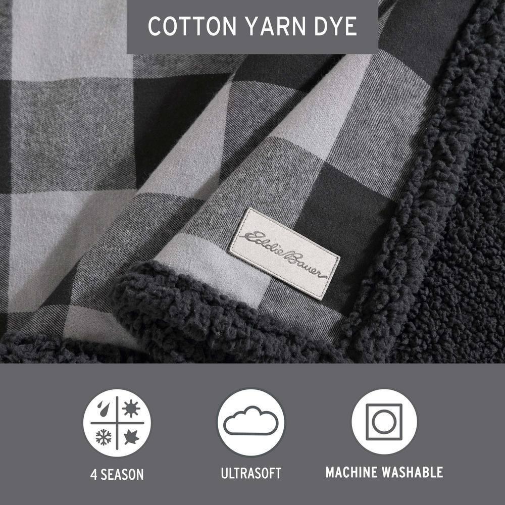 Eddie Bauer Eddie Bauer Cabin Plaid Flannel/Sherpa Throw Blanket