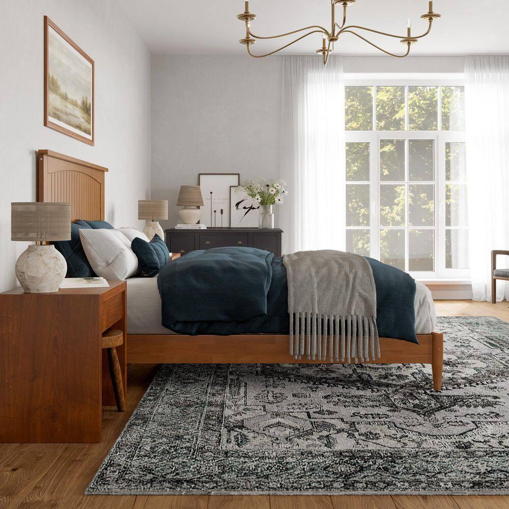 AFI Naples Queen Solid Wood Low Profile Platform Bed, Light Toffee