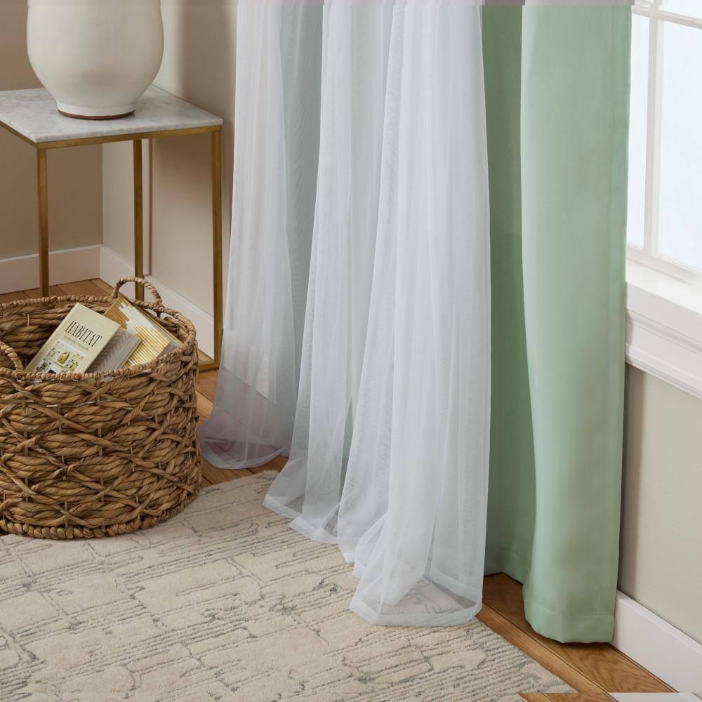TOWN & COUNTRY LUXE Talia Double Layer Indoor Curtains, Sheer and Room Darkening Blackout, Grommet Top, Energy Efficient, 2-Pack Set, 52"x108", Mint Green