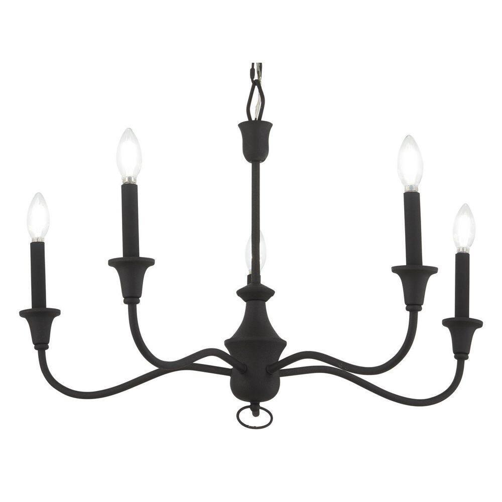 Halifax Textured Black 5-Light Candelabra Chandelier