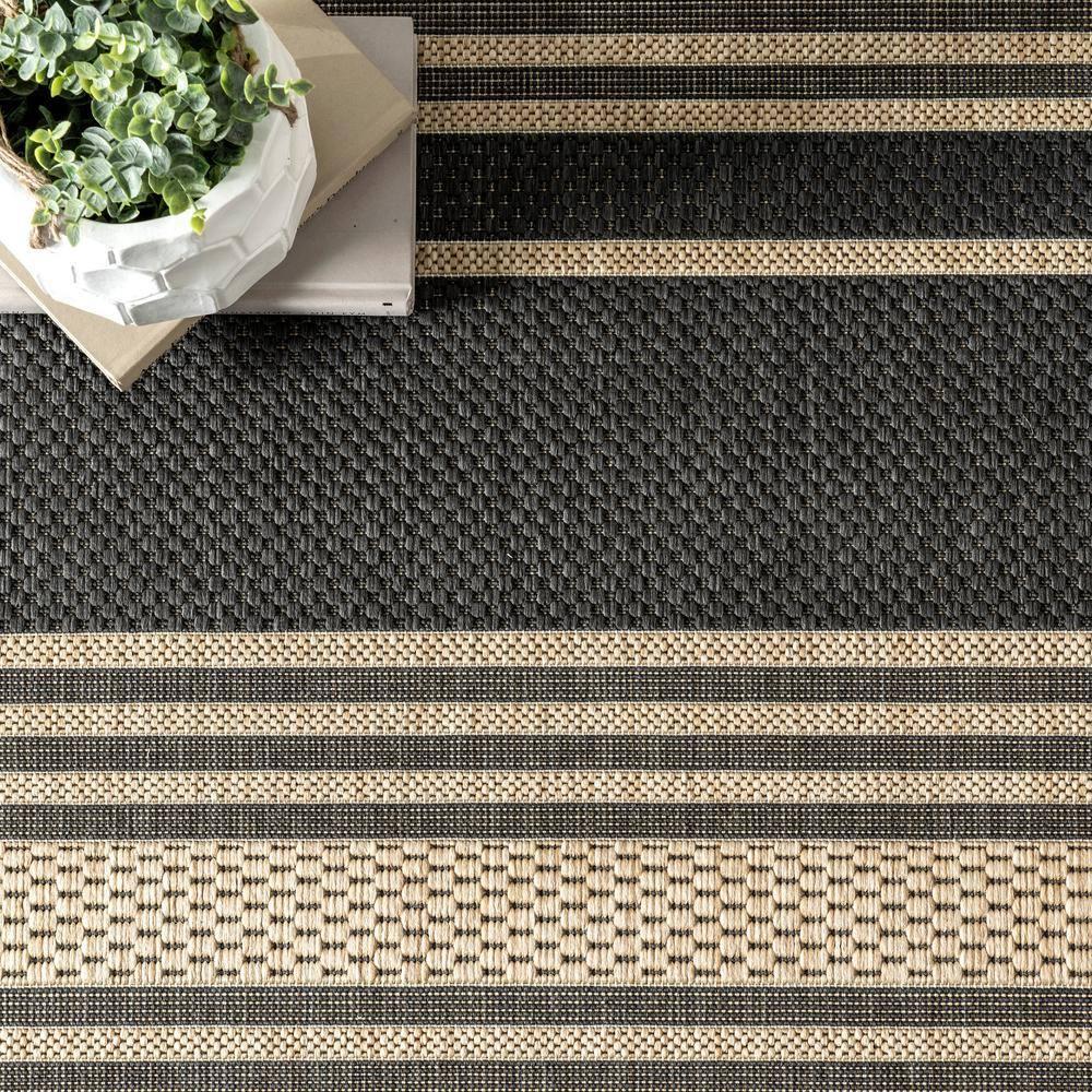 Lauren Liess x Rugs USA - Romy Striped Indoor/Outdoor Area Rug Charcoal 8x10