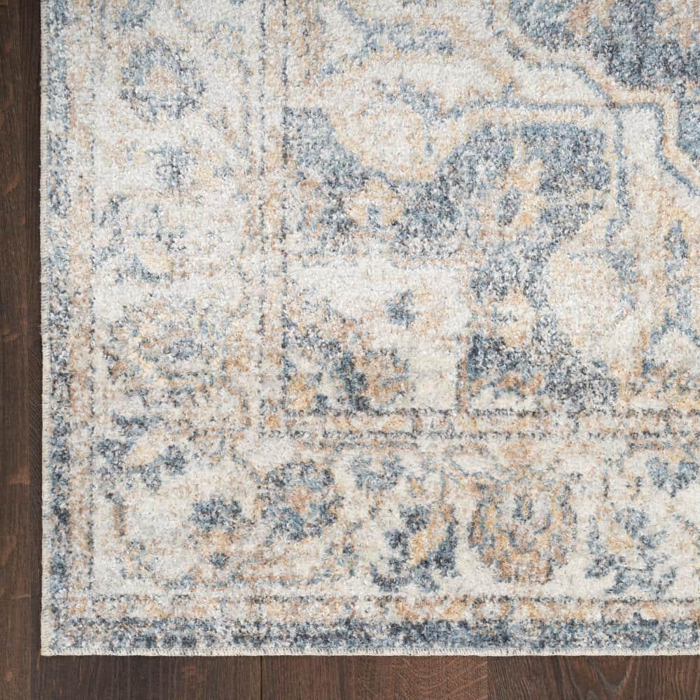 Nourison Astra Machine Washable Vintage Medallion Indoor Rug Grey/Blue 2'2" x 4'