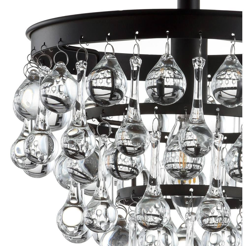 JONATHAN Y Toronto 10" Metal/Crystal LED Flush Mount, Oil Rubbed Bronze