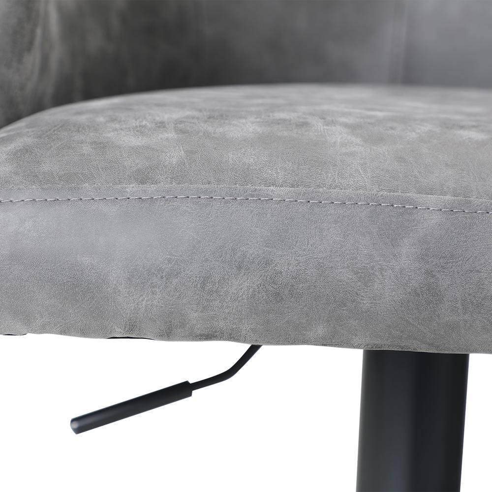 Depot Esh Swivel Bar Stool Adjustable Counter Height Barstool with Backrest Gray