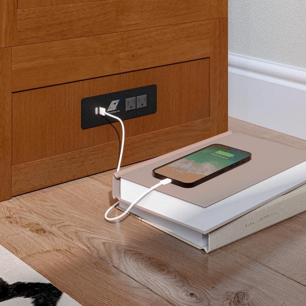 AFI Sedona Queen Murphy Bed Chest with Drawer & Built-in Charger, Light Toffee