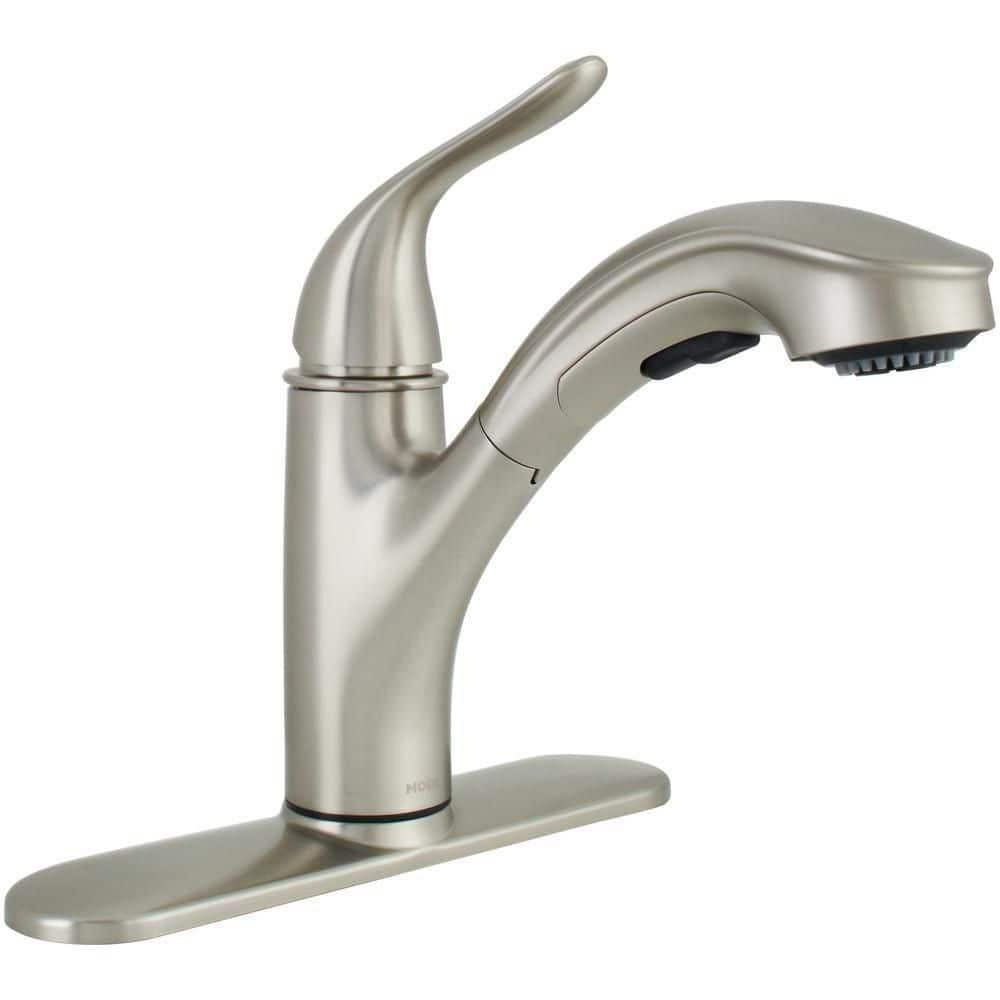 MOEN Brecklyn Single-Handle Pull-Out Sprayer Kitchen Faucet with Power Clean in Spot Resist Stainless