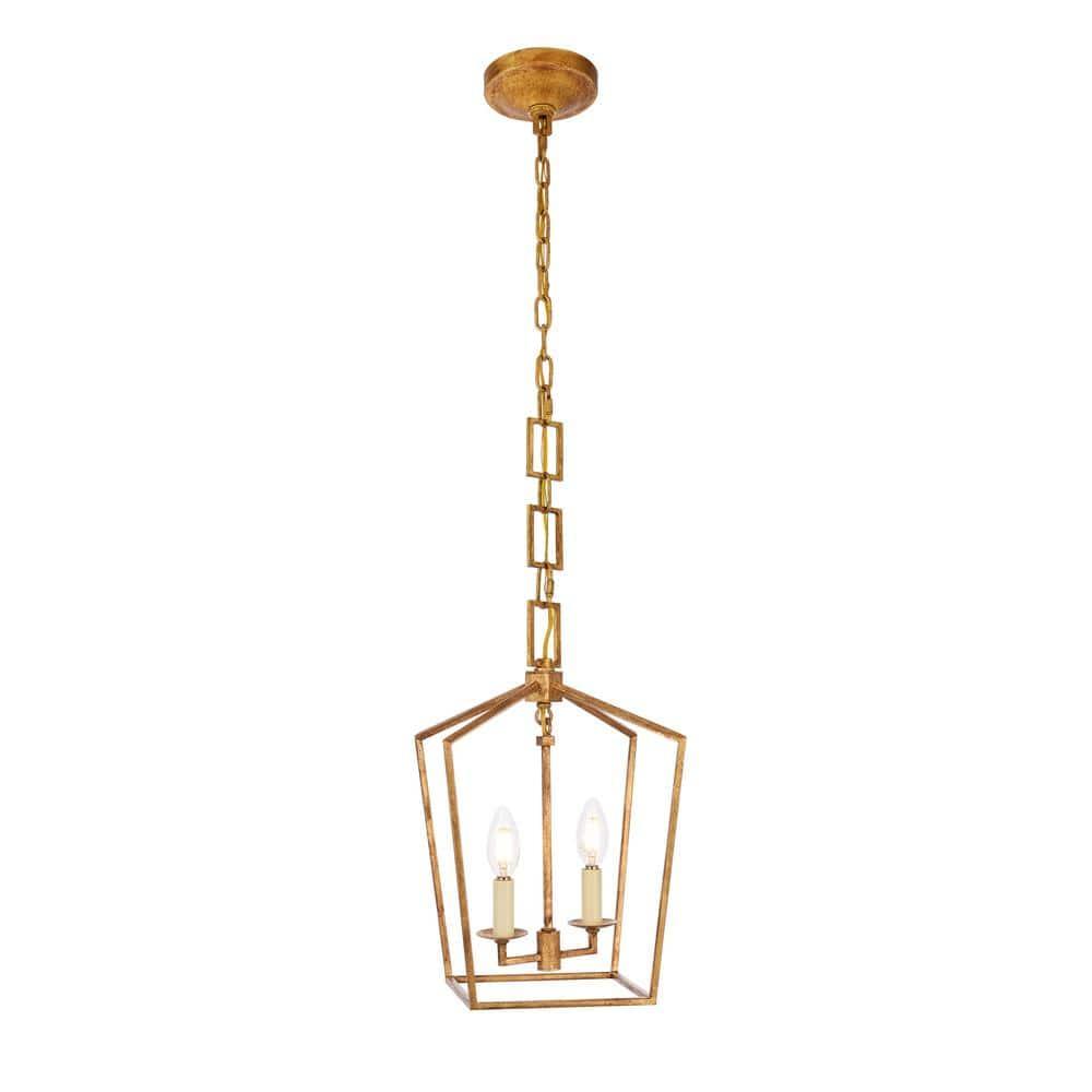 Elegant Lighting Denmark 2 light Golden Iron Pendant