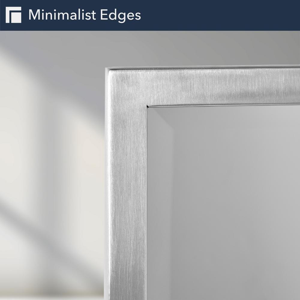 Head West Stainless Steel Frame Brushed Nickel Rectangle Bathroom Mirror, Z-Bar Bracket - 24" x 30"