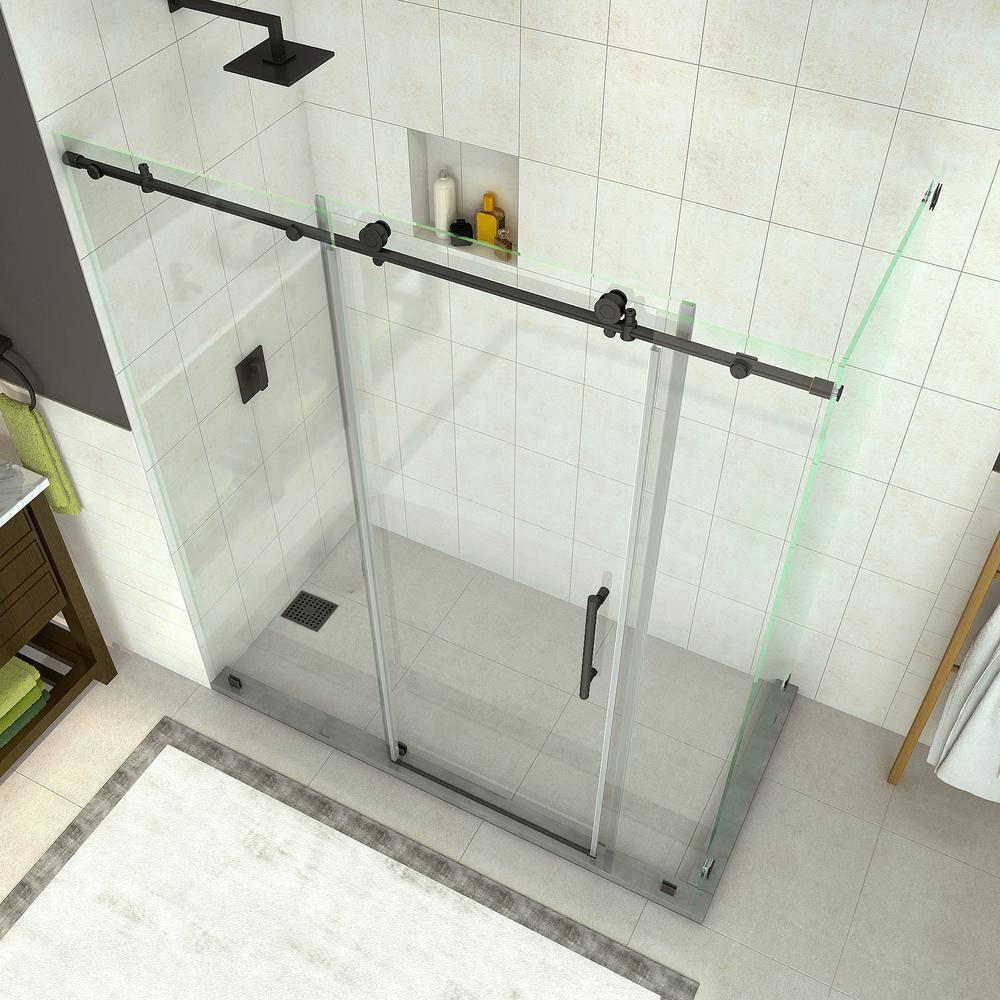 Aston Coraline 68" - 72" W x 33.875" D x 76" H Frameless Sliding Shower Enclosure SEN984EZ-ORB-72-10