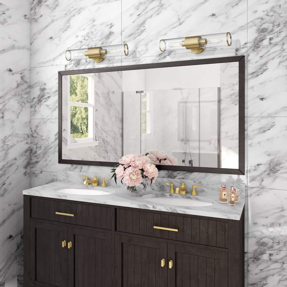 Livex Lighting Banca 2-Light Metal & Glass ADA Vanity Sconce in Antique Brass