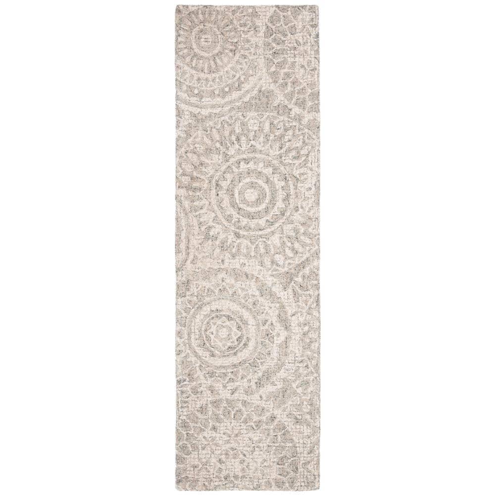 Abstract ABT205 Handmade Indoor Runner - Ivory/Grey - 2'-3"x10' - Safavieh
