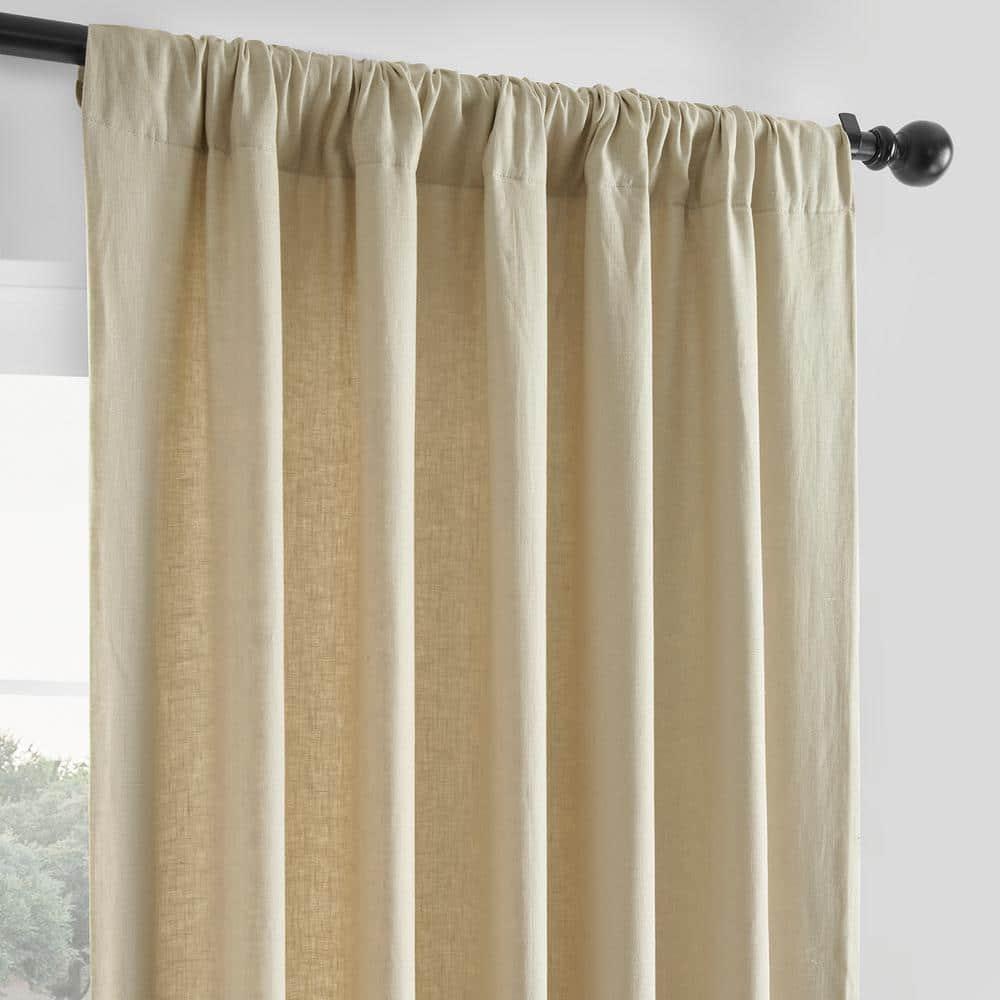 HPD HALF PRICE DRAPES French Linen Curtains 96 Inches Long Room Darkening Curtains for Bedroom & Living Room 50 X 96, (1 Panel), Walnut Beige, 50W x 96L