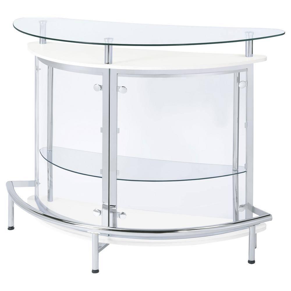 Coaster Amarillo Modern 2 Tier Home Bar Cabinet White/Chrome
