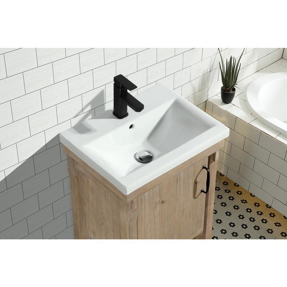 Marina 20 in. W x 15.5 in D Bath Vanity in Weathered Fir with Ceramic Vanity Top in White with White Basin