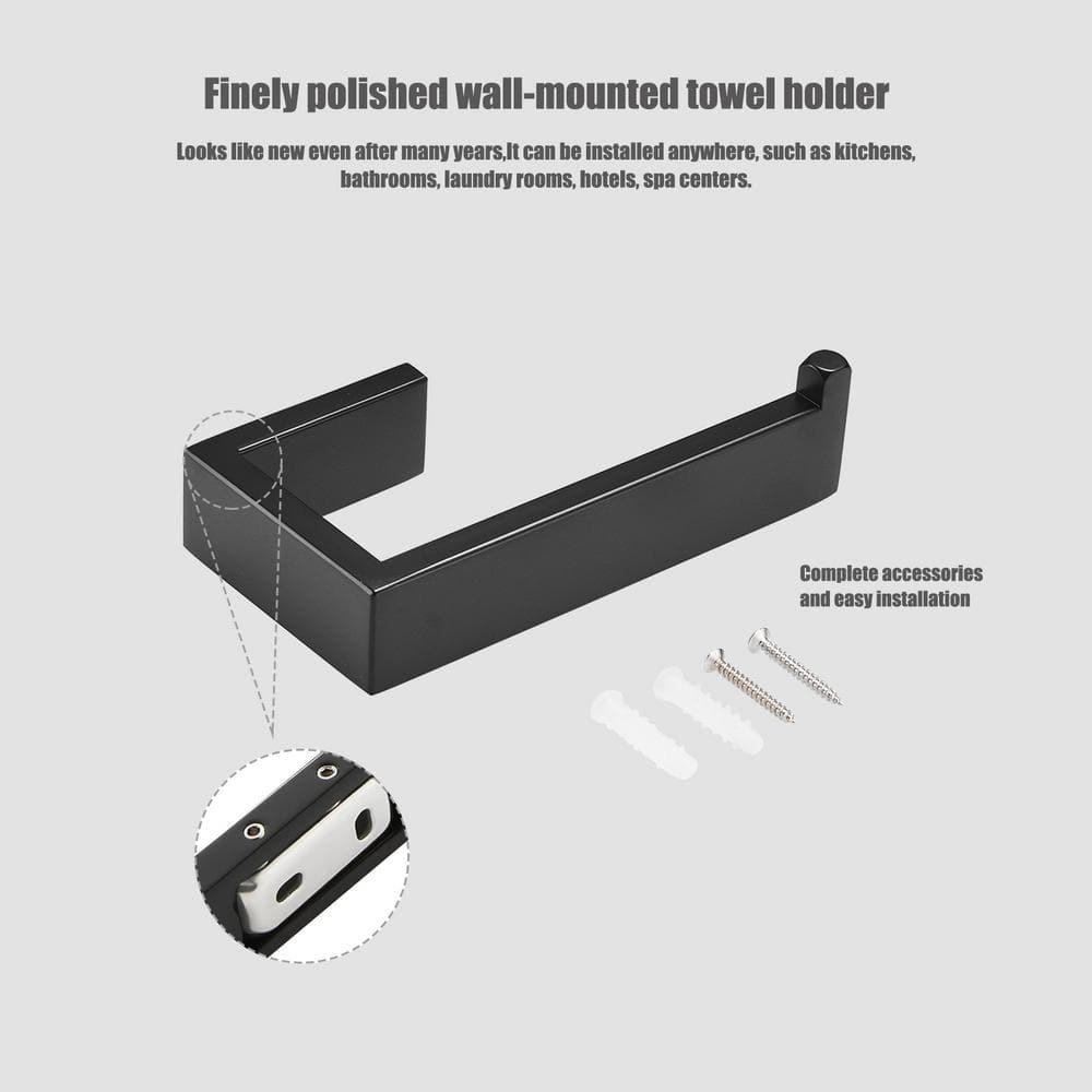 TNOMS Paper Roll Holder Matte Black Wall Mounted Stainless Steel Bathroom Rust Proof Toilet Tissue Holder,Q8002BK