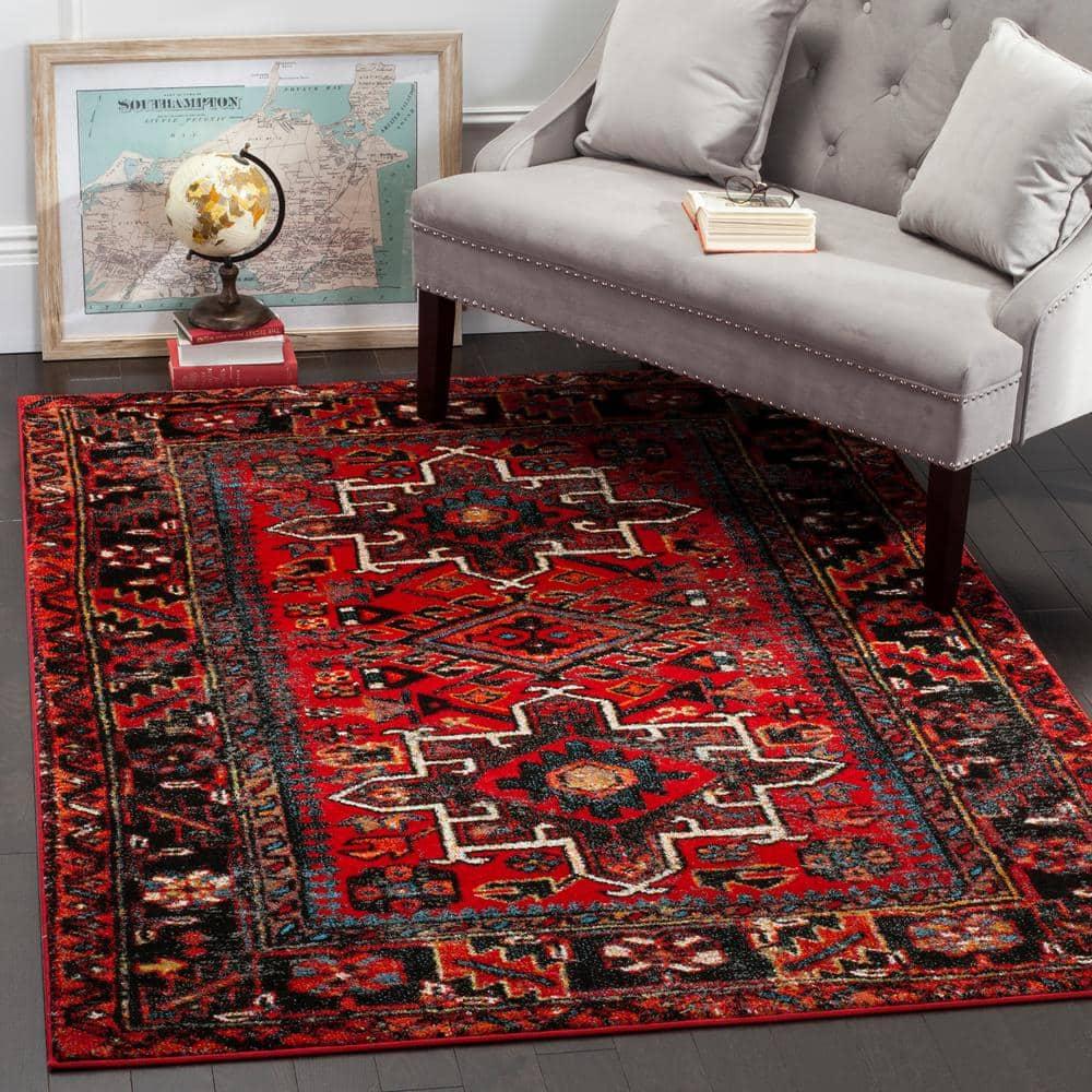 Vintage Hamadan VTH229 Power Loomed Area Rug - Red/Black - 4'x6' - Safavieh.