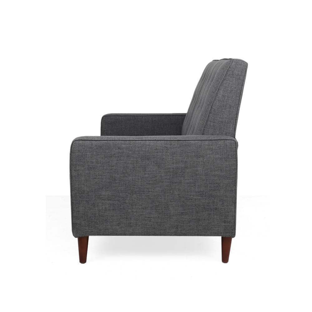 Noble House Craigue Fabric Tufted Loveseat Pushback Recliner, Gray