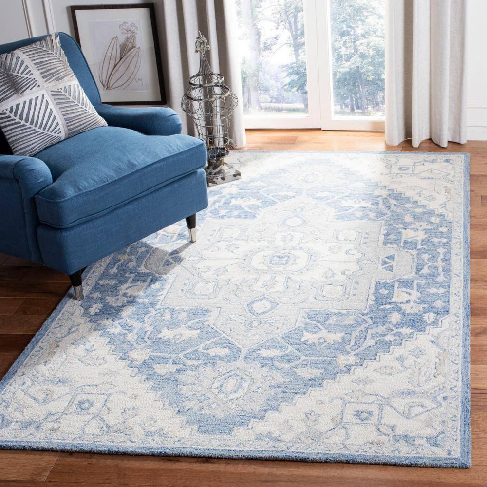 Micro-Loop MLP503 Hand Tufted Area Rug - Blue/Ivory - 5'x8' - Safavieh.