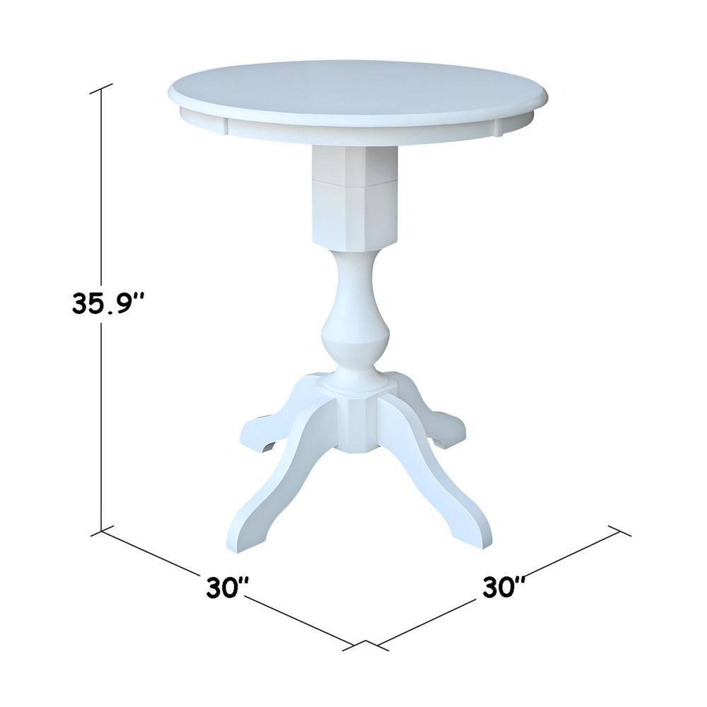 30" Round Top Pedestal Counter Height Table - White