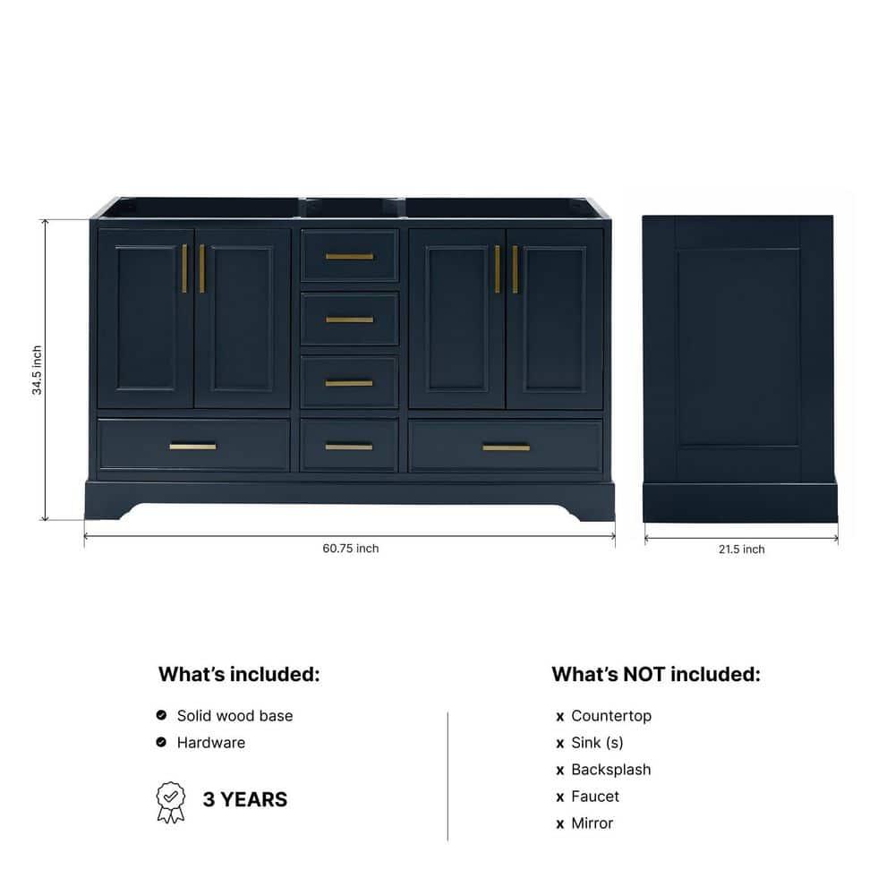 Ariel M060d-Bc Stafford Mueble Tocador Independiente Doble de 61" Solamente - Azul