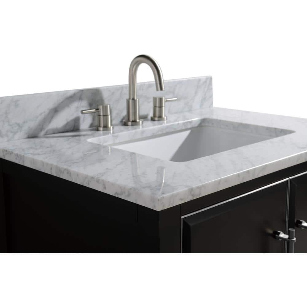 Mason 25" Black Solid Wood Vanity with Carrara Marble Top