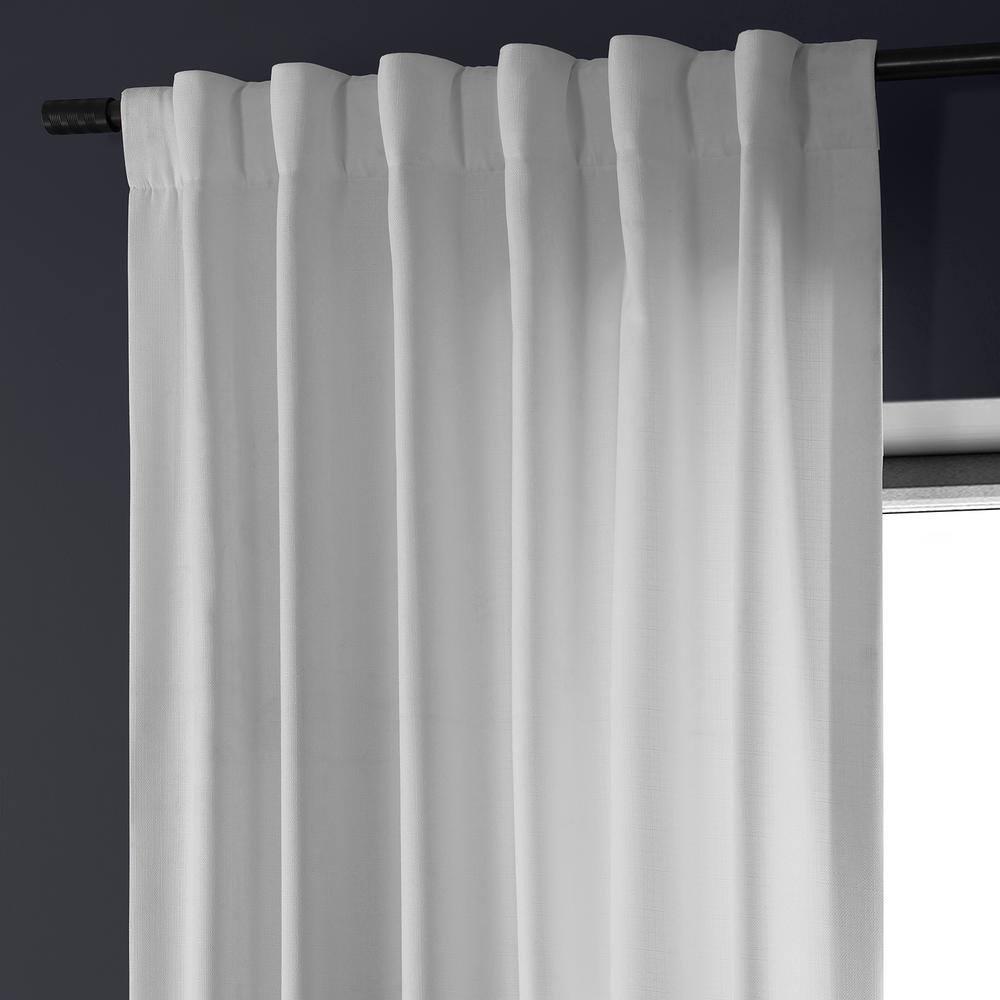 Half Price Drapes Dove White Faux Linen Room Darkening Curtains for Bedroom(1 Panel),50W X 120L