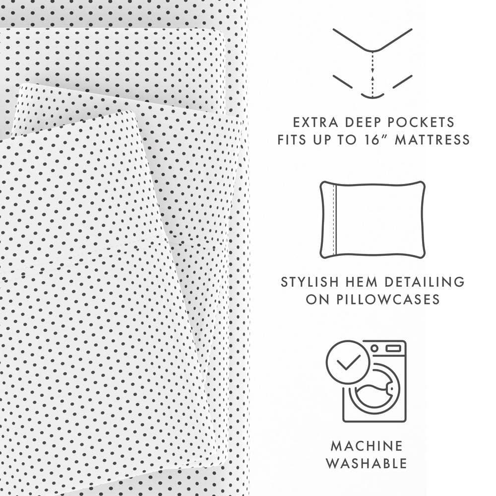 Linen Market Double-Brushed Patterned Microfiber Twin Sheet Set 3 Piece – Oeko-TEX Certified Ultra Soft & Wrinkle-Free - 16" Deep Pocket Sheets - Easy Care Twin Size - Stippled Gray